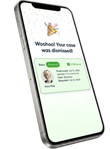 Phone showing a traffic ticket case being dismissed via Off The Record